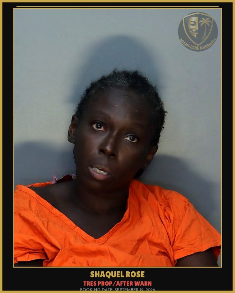 Rose Shaquel  Nicoveia Arrested – TRES PROP/AFTER WARN – Miami-Dade County (September 12, 2026)