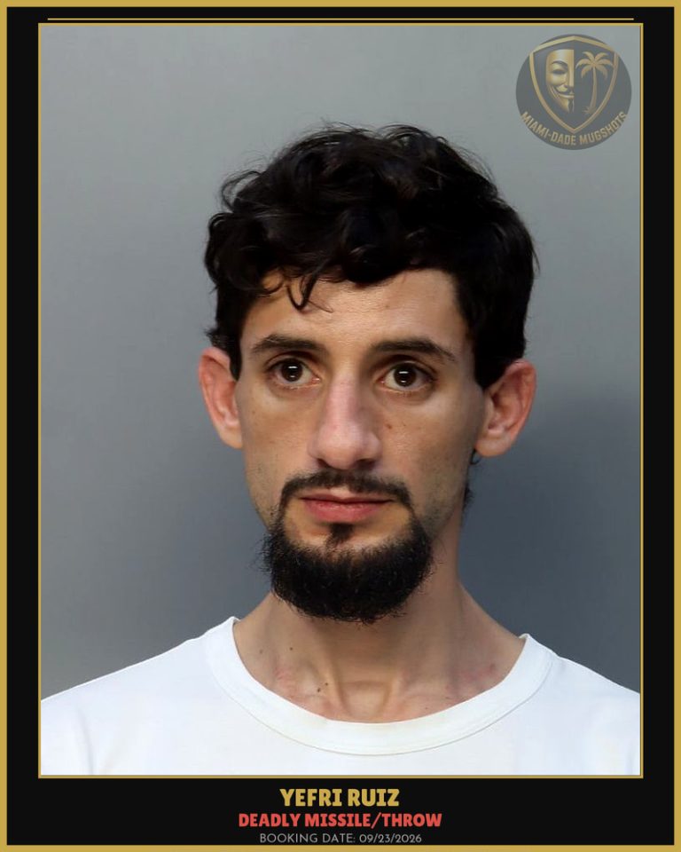Ruiz Yefri Josue Arrested – DEADLY MISSILE/THROW – Miami-Dade County (Unknown)