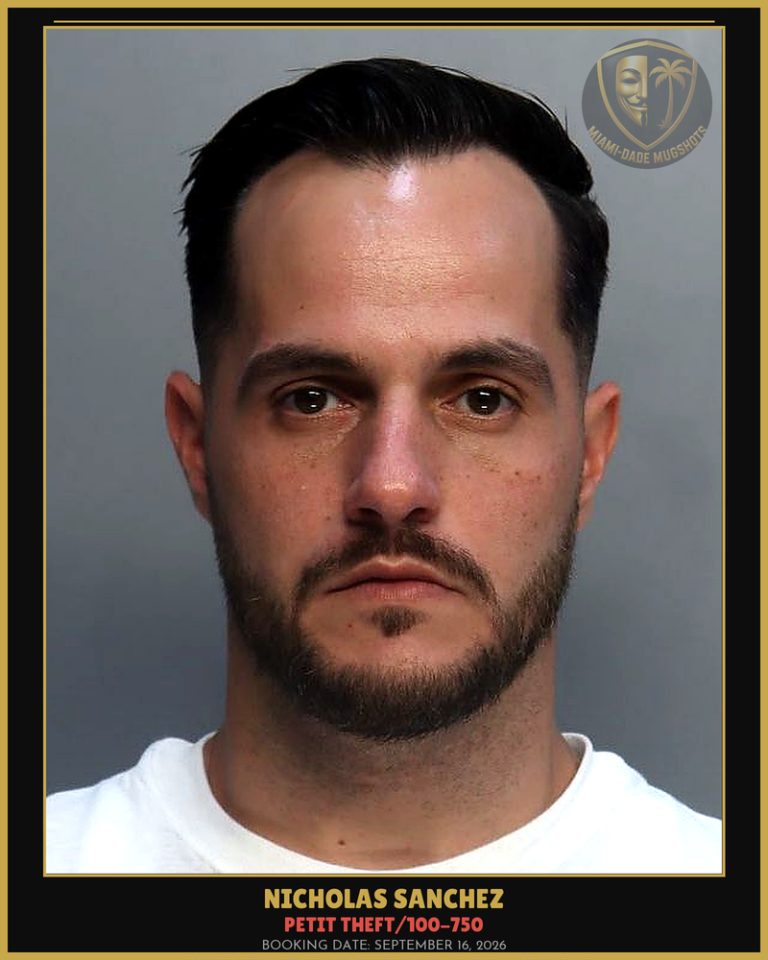 Sanchez Nicholas  Giovanni Arrested – PETIT THEFT/100-750 – Miami-Dade County (September 16, 2026)