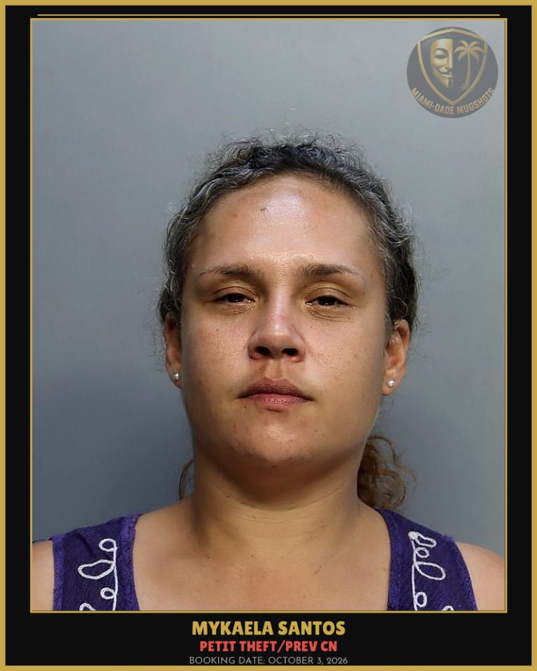 Santos Mykaela Arrested – PETIT THEFT/PREV CN – Miami-Dade County (October 3, 2026)