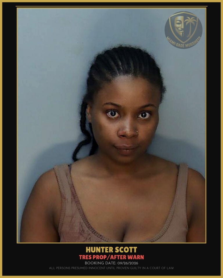 Scott Hunter Arrested – TRES PROP/AFTER WARN – Miami-Dade County (Unknown)