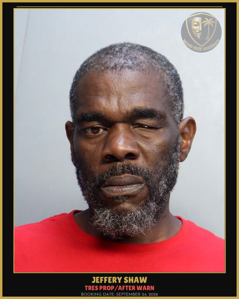 Shaw Jeffery Arrested – TRES PROP/AFTER WARN – Miami-Dade County (September 24, 2026)