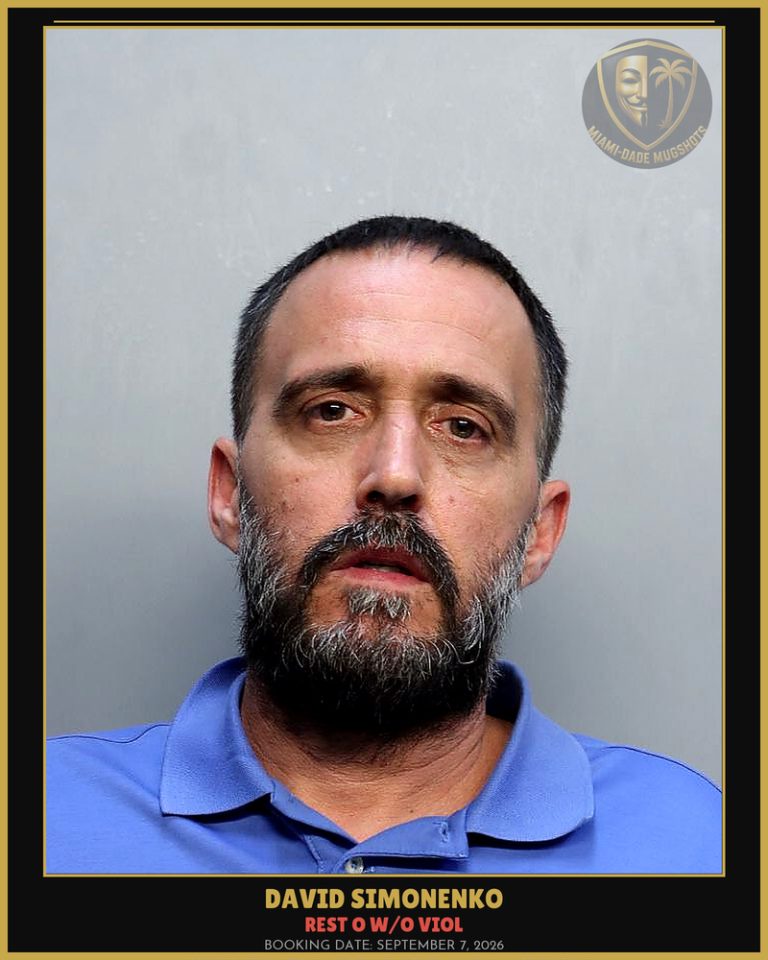 Simonenko David  Leon Arrested – REST O W/O VIOL – Miami-Dade County (September 7, 2026)