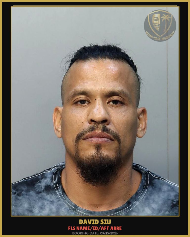 Siu David Arrested – FLS NAME/ID/AFT ARRE – Miami-Dade County (Unknown)