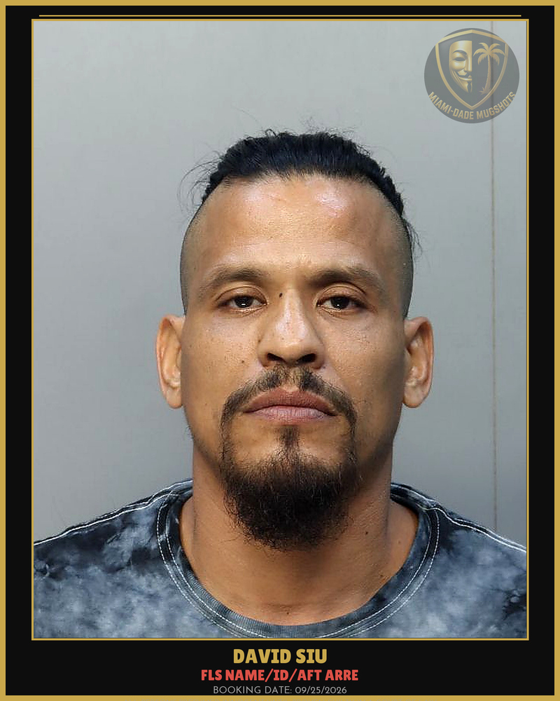Siu David Arrested – Fls Name/Id/Aft Arre – Miami-Dade County (Unknown)