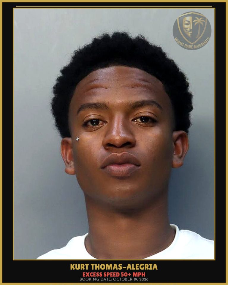 Thomas-Alegria Kurt  Jamill Arrested – EXCESS SPEED 50+ MPH – Miami-Dade County (October 19, 2026)