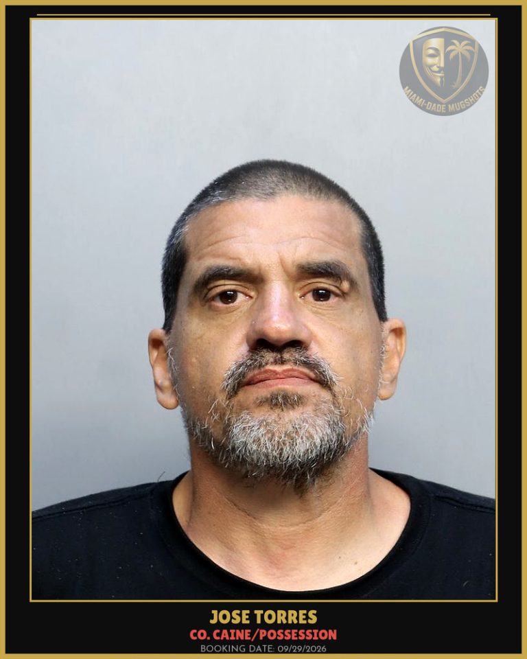 Torres Jose Arrested – Co. Caine/POSSESSION – Miami-Dade County (Unknown)
