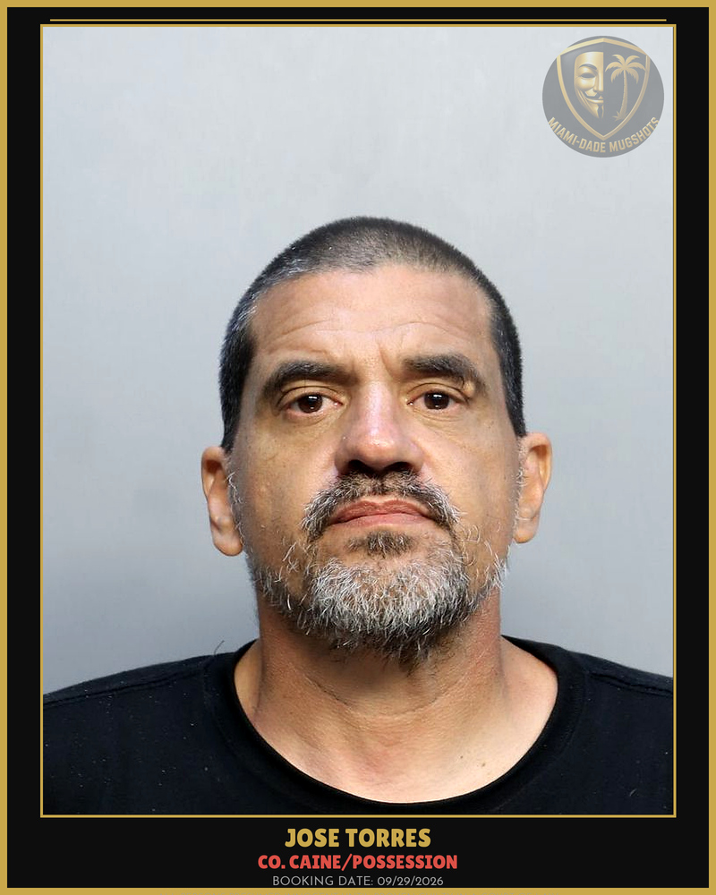 Torres Jose Arrested – Co. Caine/Possession – Miami-Dade County (Unknown)