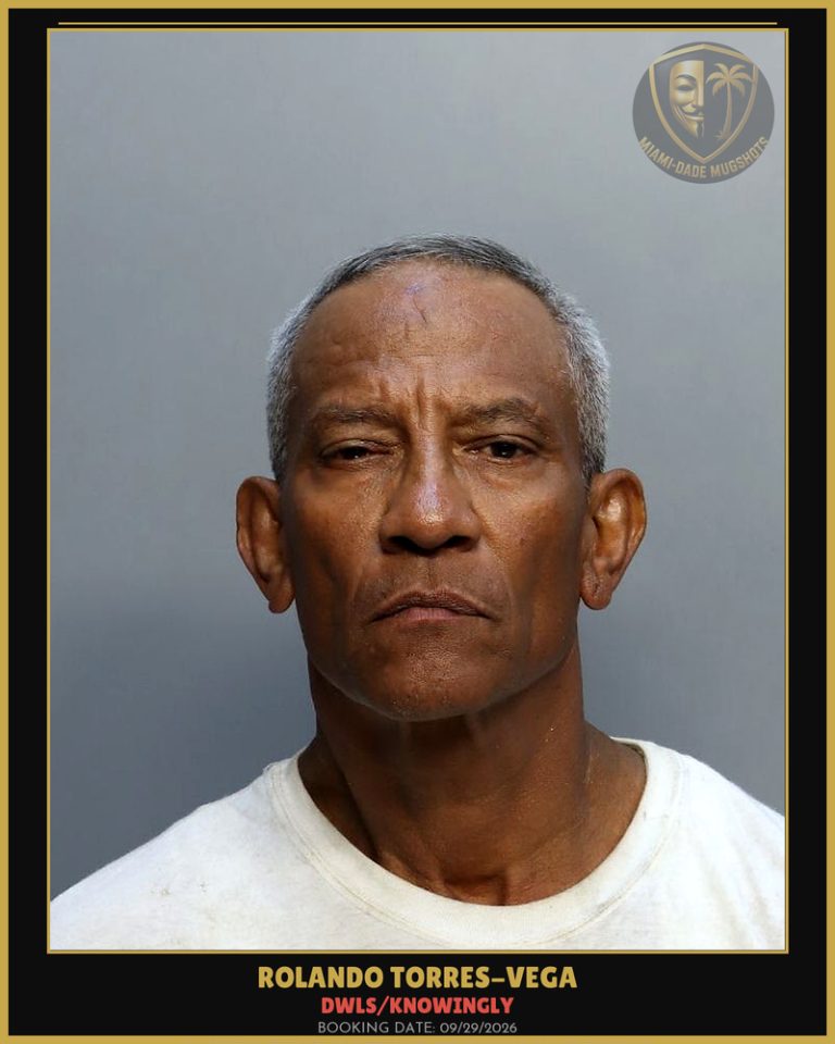 Torres-Vega Rolando Arrested – DWLS/KNOWINGLY – Miami-Dade County (Unknown)