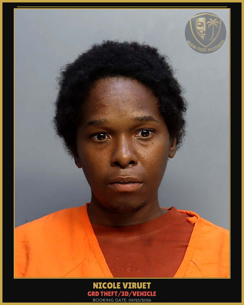 Viruet Nicole  Shannon Arrested – Grd Theft/3D/Vehicle – Miami-Dade County (Unknown)