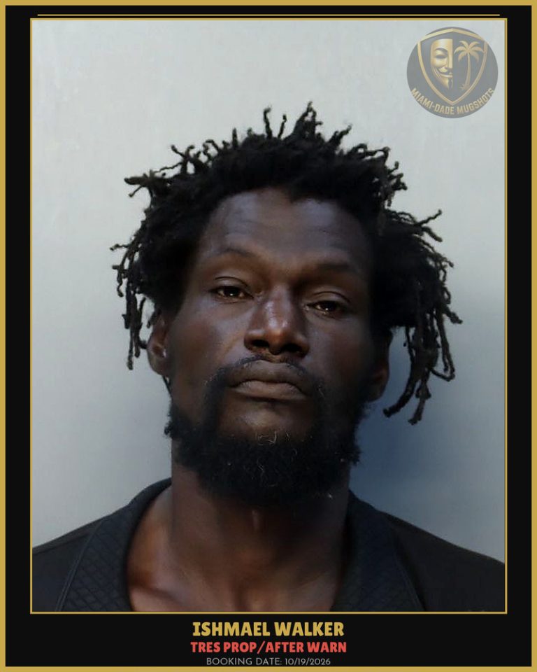 Walker Ishmael  Nuwbah Arrested – TRES PROP/AFTER WARN – Miami-Dade County (Unknown)