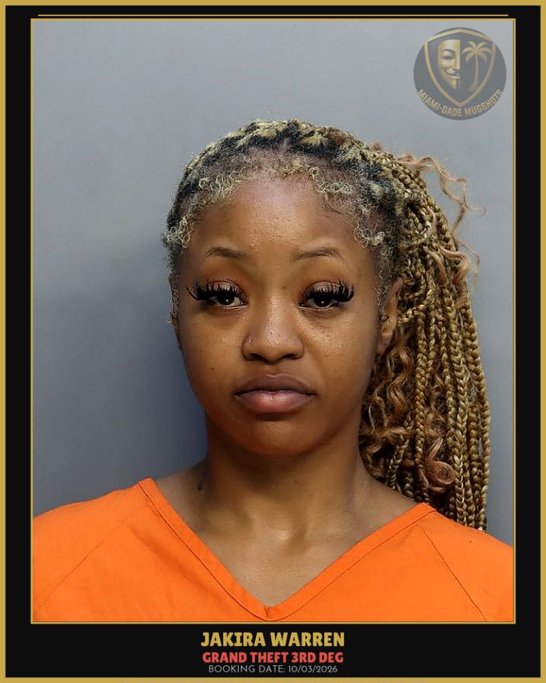 Warren Jakira Samaya Arrested – GRAND THEFT 3RD DEG – Miami-Dade County (Unknown)