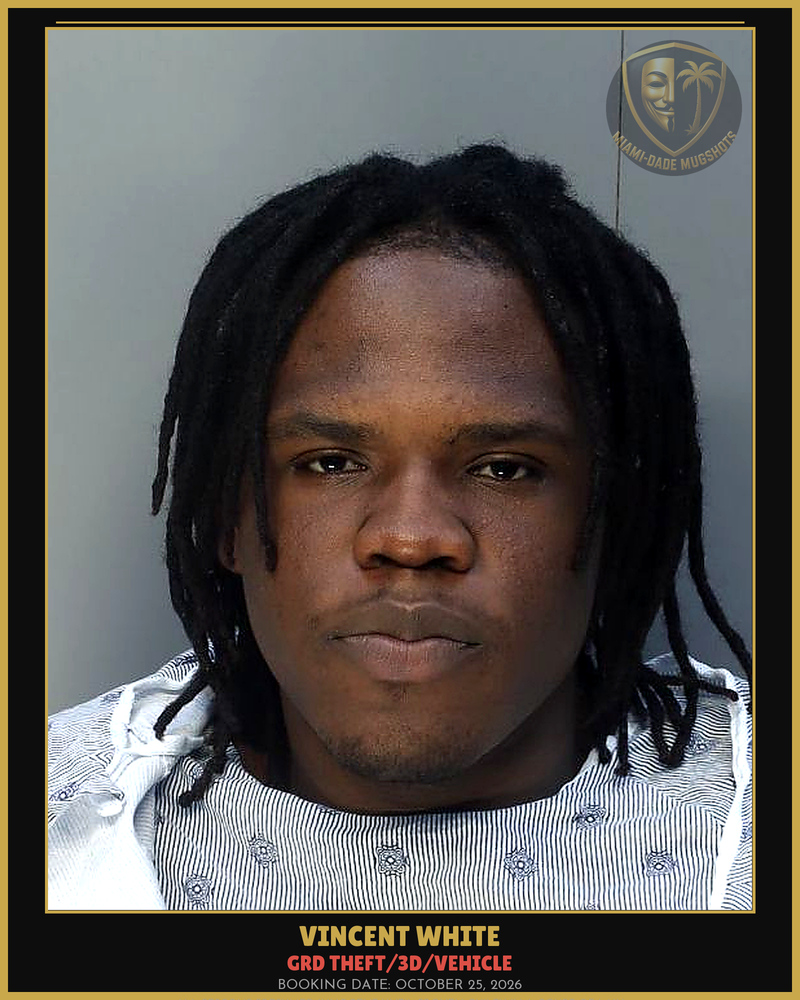 White Vincent  Kenneth Arrested – Grd Theft/3D/Vehicle – Miami-Dade County (October 25, 2026)