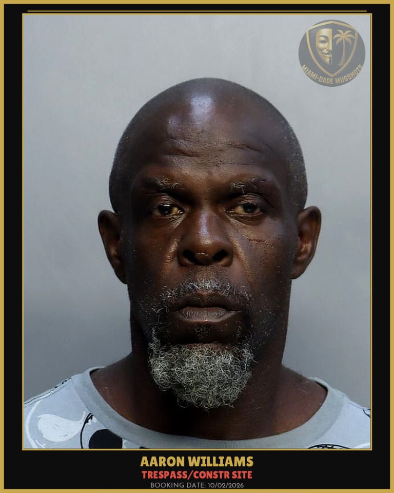Williams Aaron Arrested – TRESPASS/CONSTR SITE – Miami-Dade County (Unknown)