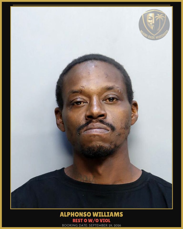 Williams Alphonso Dewitt Arrested – REST O W/O VIOL – Miami-Dade County (September 29, 2026)