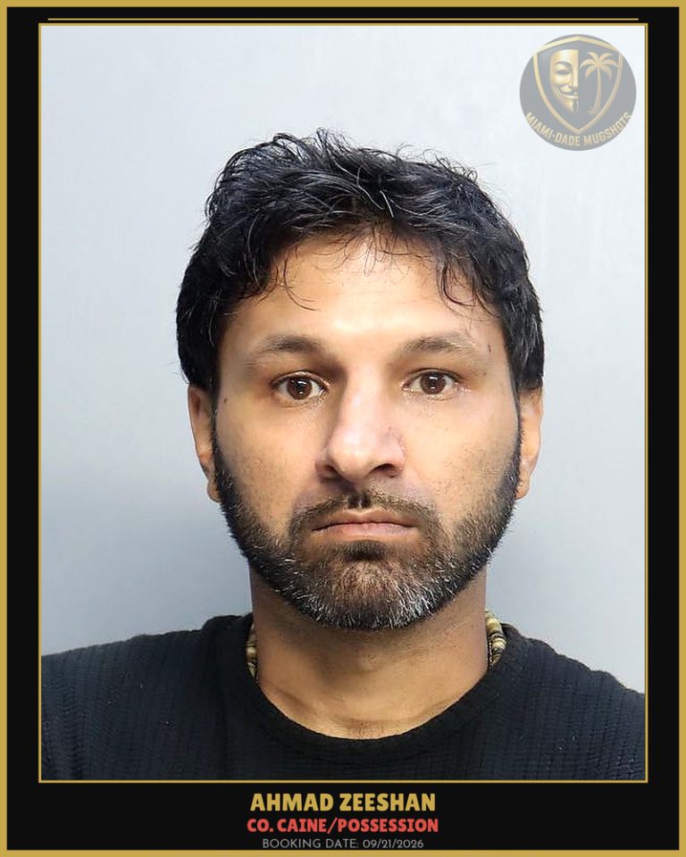 Zeeshan Ahmad Arrested – Co. Caine/POSSESSION – Miami-Dade County (Unknown)